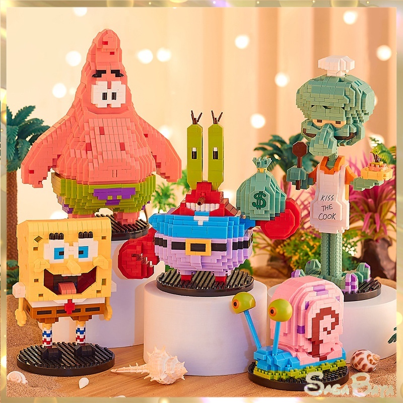 Đồ Chơi Xếp Hình lego diy Hình Nhân Vật Hoạt Hình spongebob Dễ Thương Cho Bé Trai Và Bé Gái