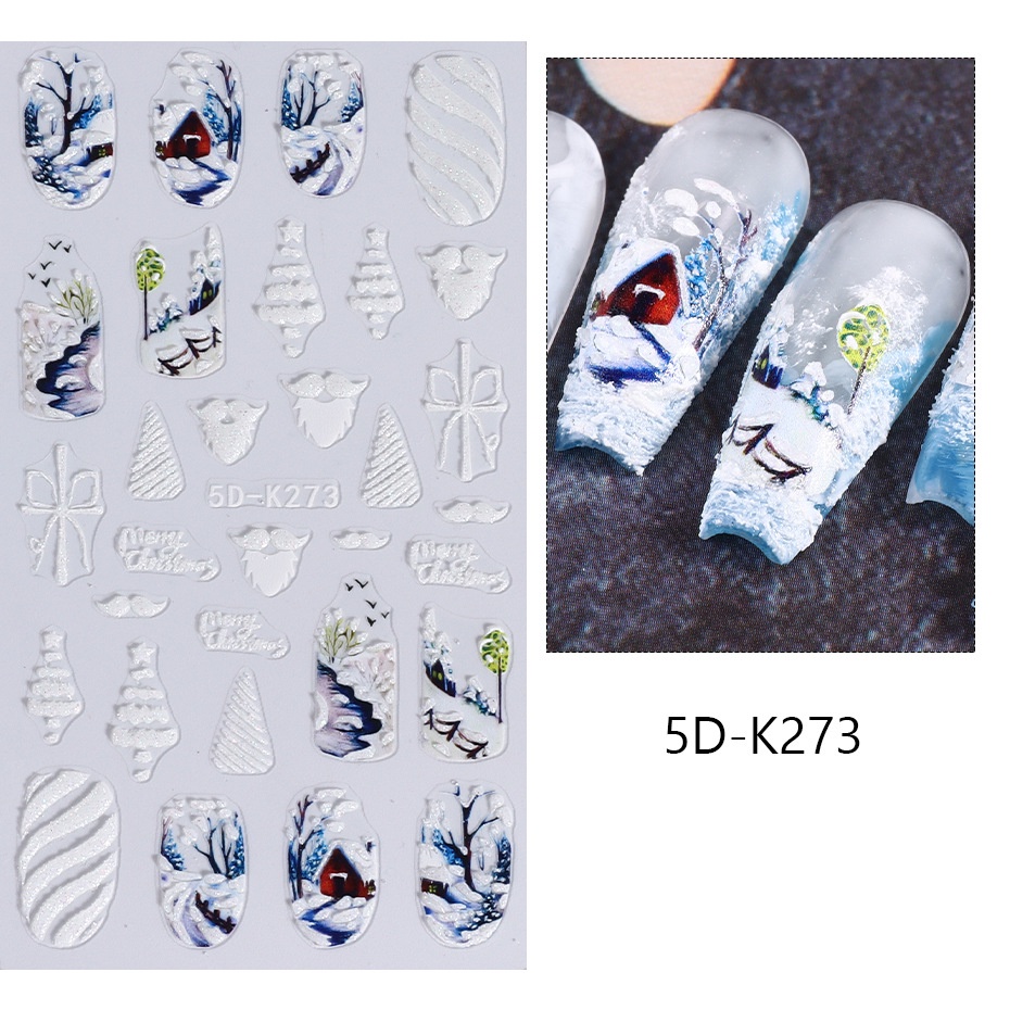 Miếng Dán Trang Trí Móng Tay 5d Hình Gấu / Chim Cánh Cụt / Chanh / Cây Chanh / Tuyết Kiểu Giáng Sinh Năm Mới gl5dk-2