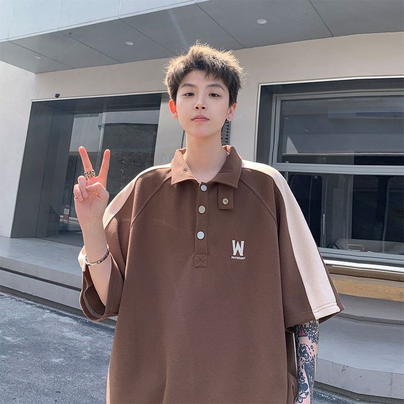 Áo Polo Kiểu Mỹ Nam Ngắn Tay Áo ,Quần Áo Thiếu Niên Triều Thương Hiệu Xu Hướng , áo nam