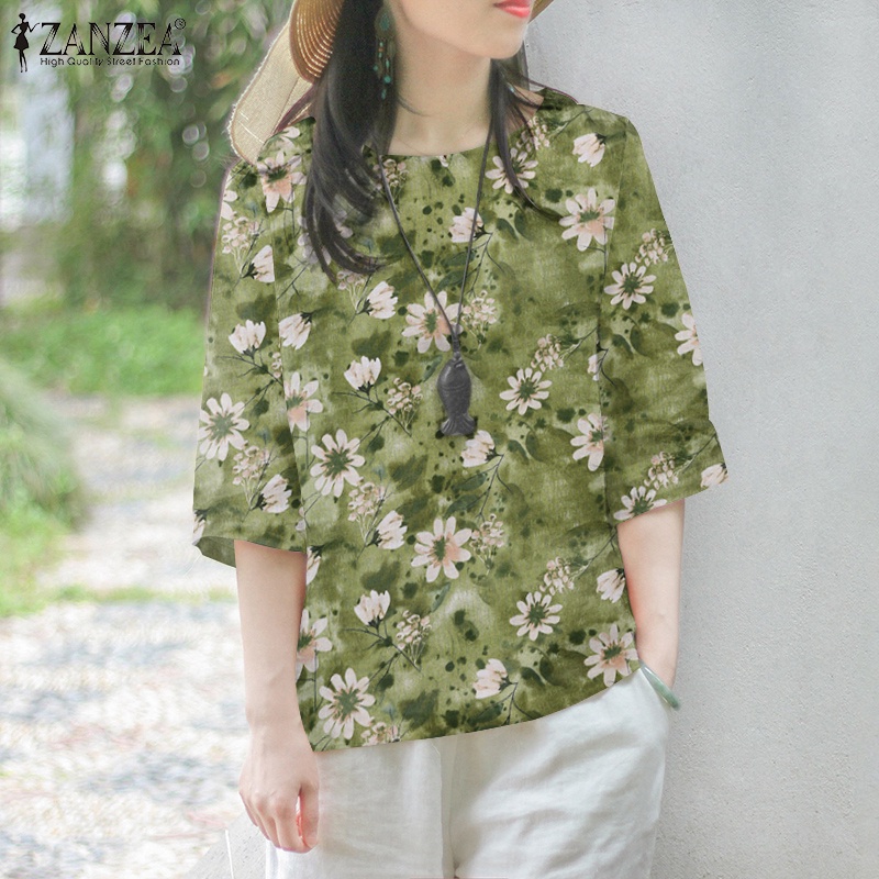 Zanzea Áo Nữ Tay 3 / 4 Cổ Tròn Thời Trang Hàn