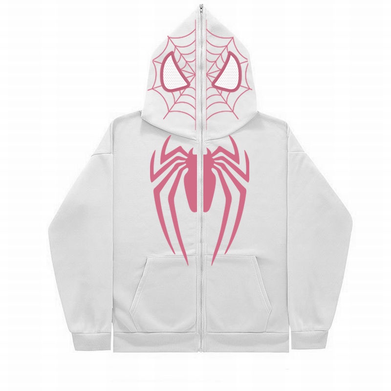 Áo Khoác hoodie Có Khóa Kéo In Hình Nhện Phong Cách Hiphop Thời Trang Đường Phố Mới 2023