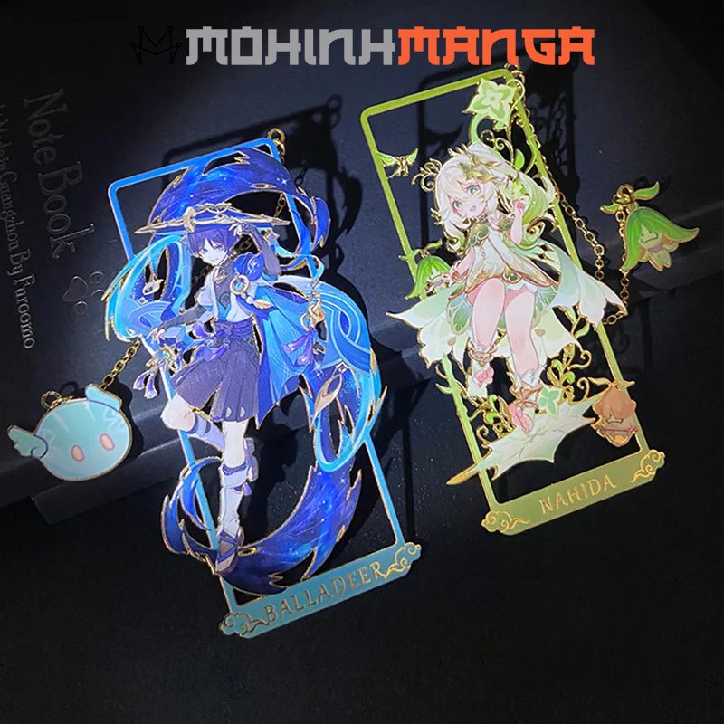 Bookmark kim loại đánh dấu trang sách Genshin Impact Kazuha Nahida Venti Ei Zhongli Xiao Albedo Childe Nilou Miko