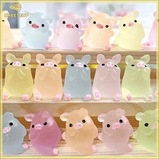 Phô Mai Pho Mát| Set 1 / 5 Mô Hình Chú Heo Dạ Quang mini Bằng Nhựa resin Trang Trí Bảng Điều Khiển Xe Hơi / Nhà Cửa