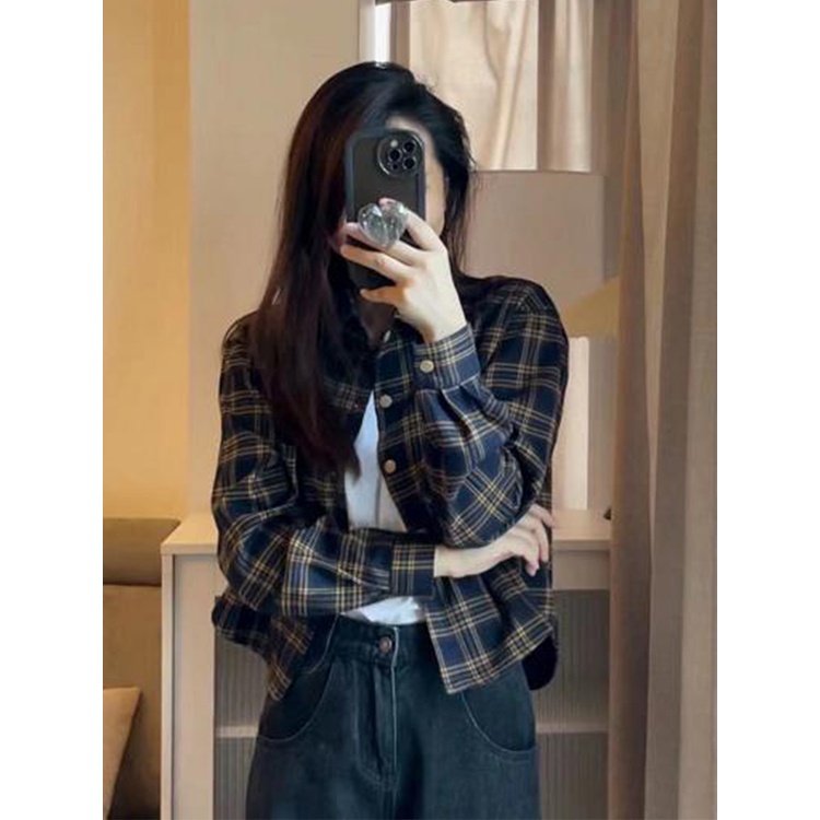 SUXI Áo Sơ Mi Caro Tay Dài Thời Trang Dành Cho Nữ