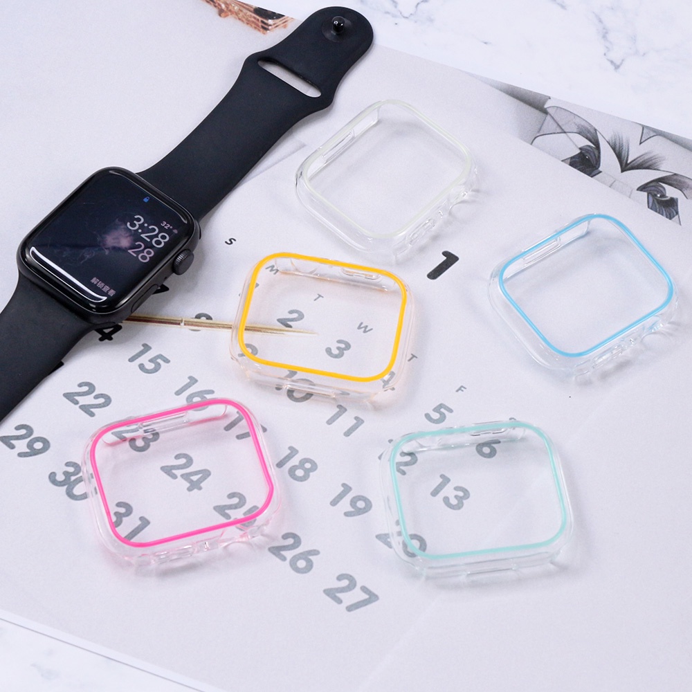 Khung Trong Suốt Màu Dạ Quang Cho Đồng Hồ Thông Minh apple watch ultra 2 49mm series 9 45mm 41mm 44mm 40mm iwatch serie 8 7 6 se 5 4