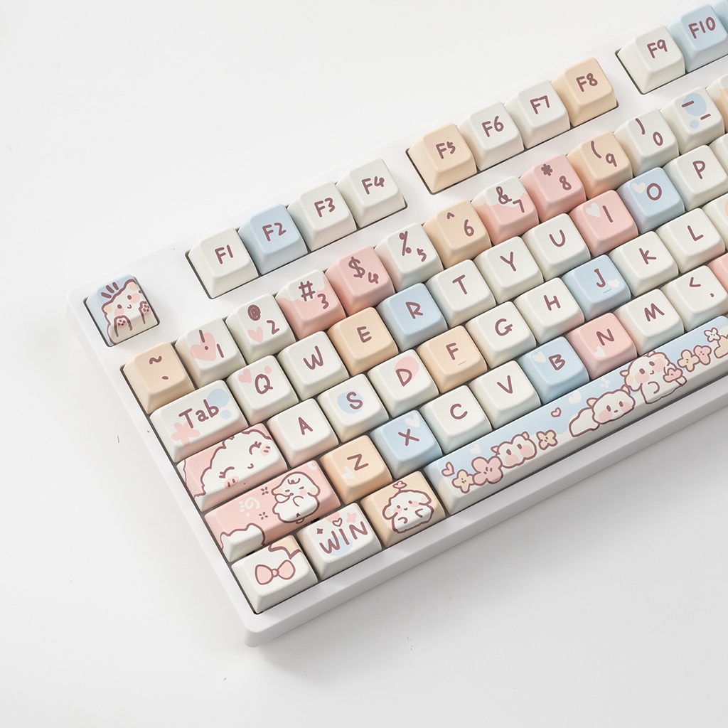 Cừu Keycaps Cherry/MDA Profile Cô Gái Dễ Thương Hoạt Hình PBT DYE SUB Bàn Phím Cơ Keycap