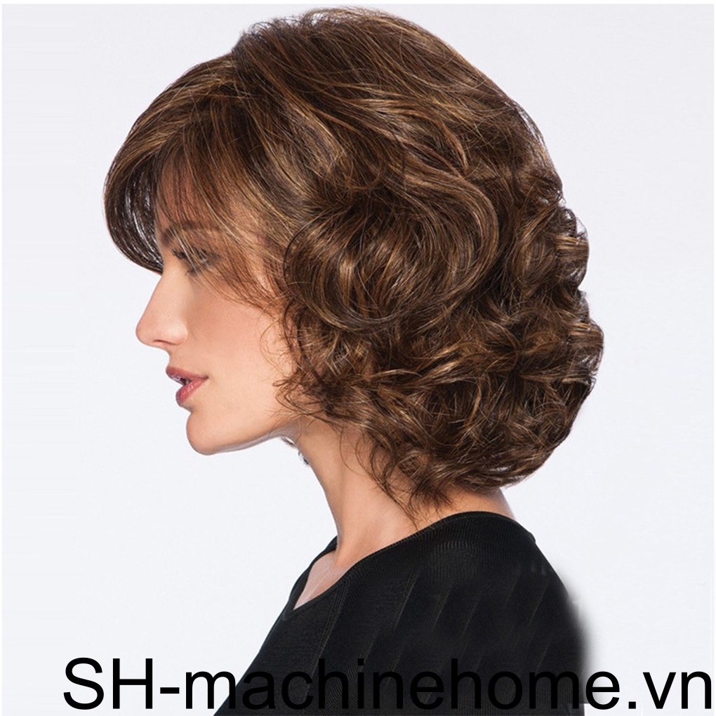 Bộ Tóc Giả Ngắn Xoăn Màu Nâu Dành Cho Nữ Hóa Trang