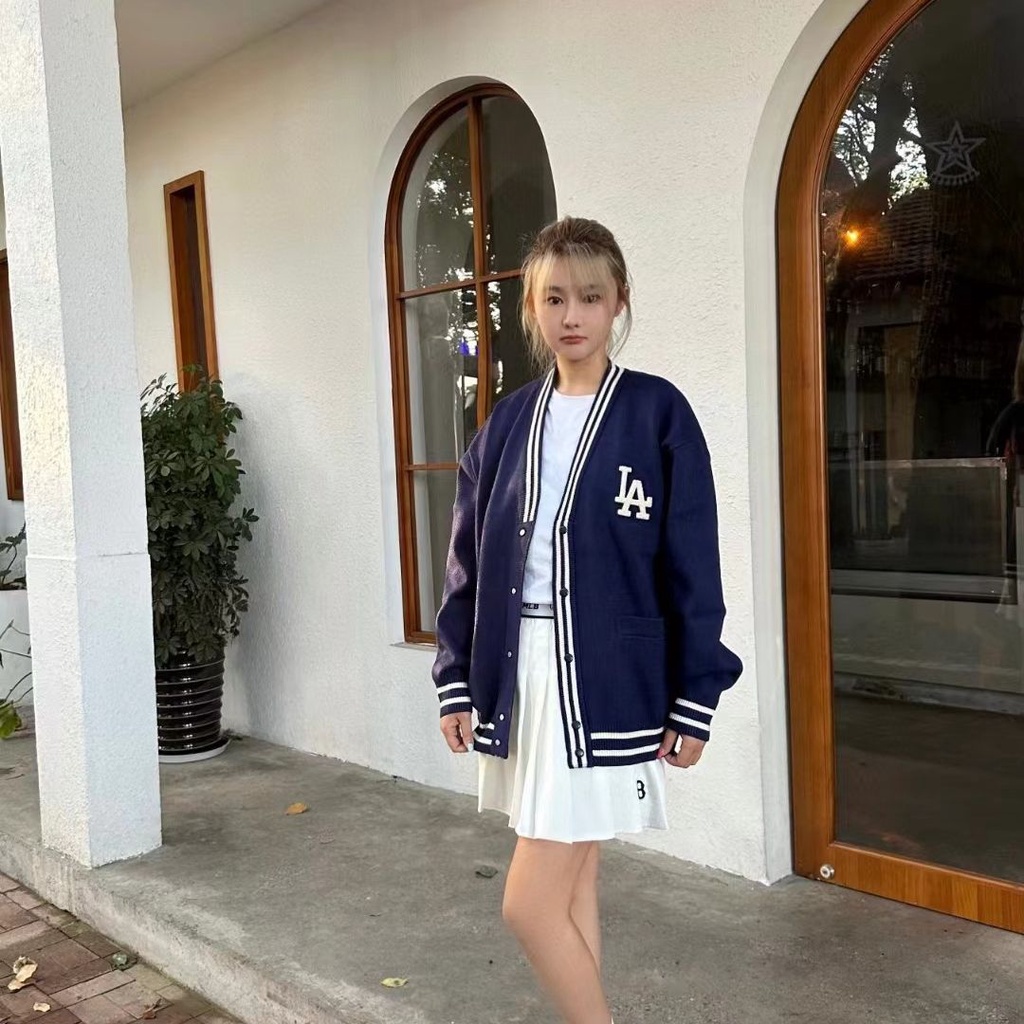 Áo Khoác cardigan Dệt Kim mlb23 Phong Cách retro Mùa Thu Chất Lượng Cao Cho Nam Nữ