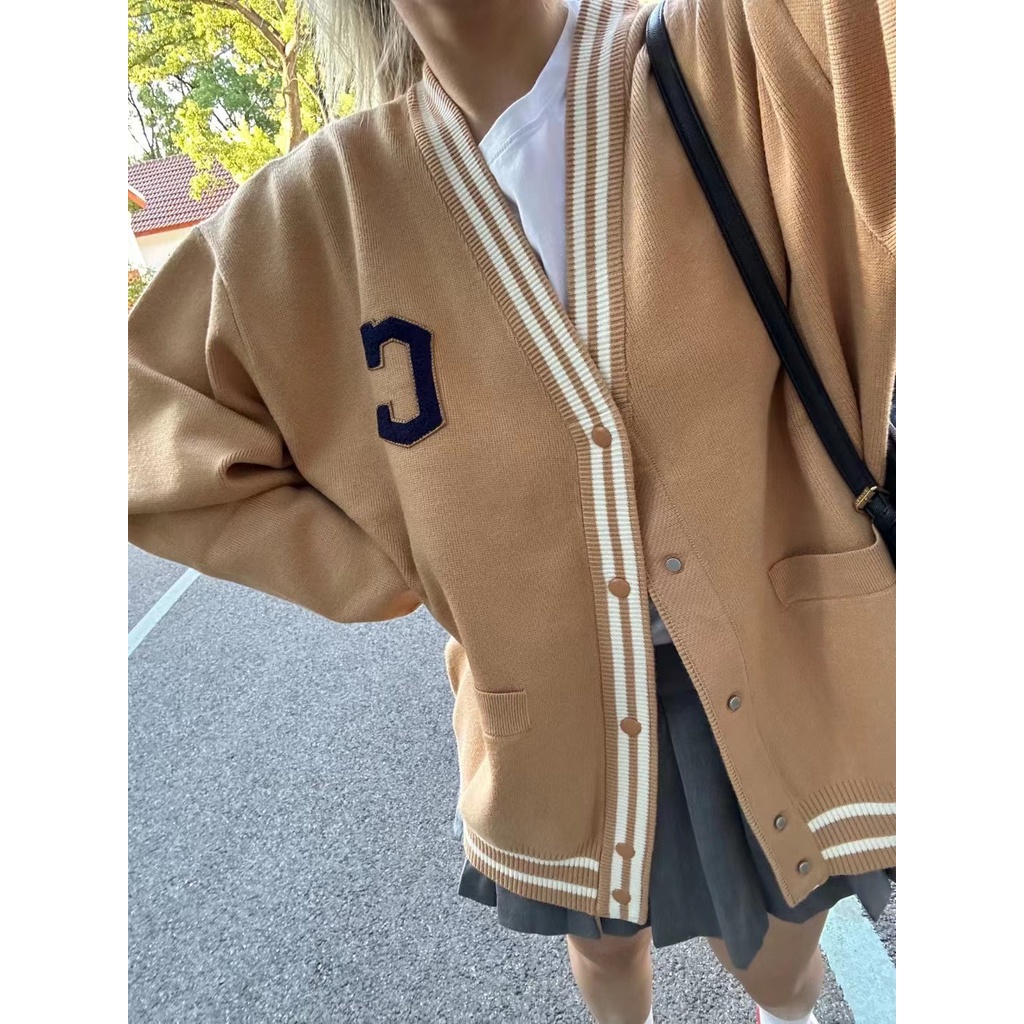 Áo Khoác cardigan Dệt Kim mlb23 Phong Cách retro Mùa Thu Chất Lượng Cao Cho Nam Nữ