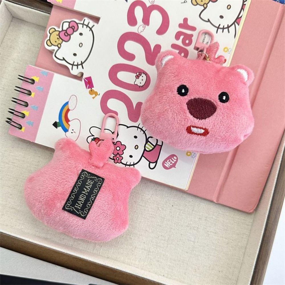 Lanfy Móc Khóa Thú Nhồi Bông Hình pororo Hồng Nhỏ Dễ Thương Vui Nhộn Phong Cách Hàn Quốc