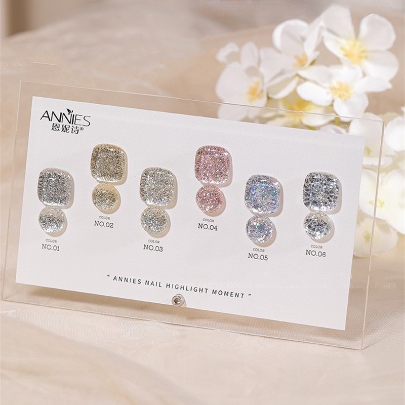 ANNIES Gel Sơn Móng Tay Sequin Gel Móng Tay Sáng Bóng Móng Tay Nghệ Thuật 6 Màu Sơn Móng Tay Dầu Keo Kim Cương Móng Tay   Kế Làm Đẹp Sơn Móng Tay Gel Móng Tay 1 Cái * KÍNH
