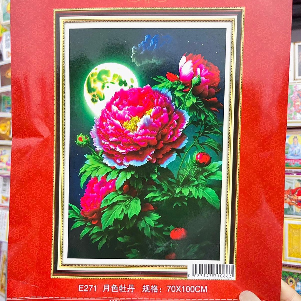 Tranh Thêu Hoa Mẫu Đơn  Thêu Kín E271