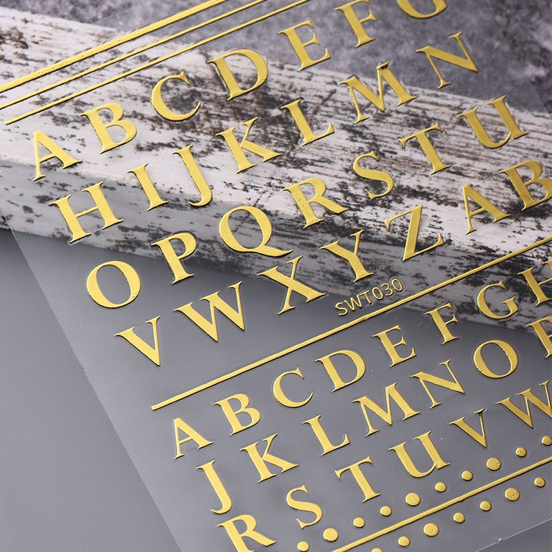 Sticker 3D | Chữ Cái Lớn Vàng Bạc | Hình Dán Móng Tay SWT030