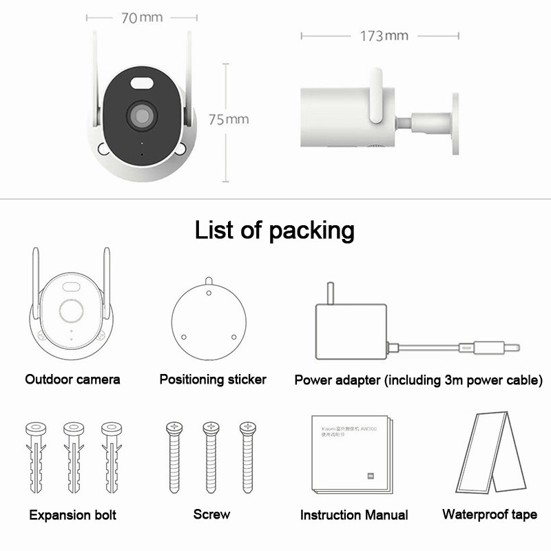 Camera giám sát WiFi Xiaomi AW300 2K Quốc Tế 2304x1296 IP66 Tích hợp AI -Có màu ban đêm - Minh Tín Shop