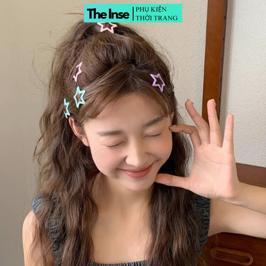 Kẹp tóc ngôi sao Y2K màu kẹo ngọt dễ thương THE INSE kẹp tóc Hàn Quốc cài tóc mái cá tính cho nữ