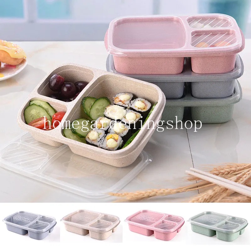Hộp cơm Bằng Rơm Lúa Mì Kèm Muỗng Đũa Tiện Dụng Dùng Trong Văn Phòng / Trường Học