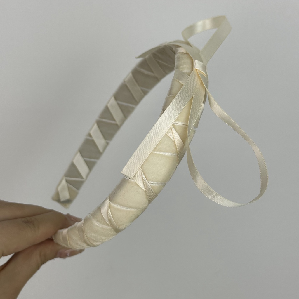 Băng Đô Vải Nhung Thắt Nơ Phong Cách vintage Pháp