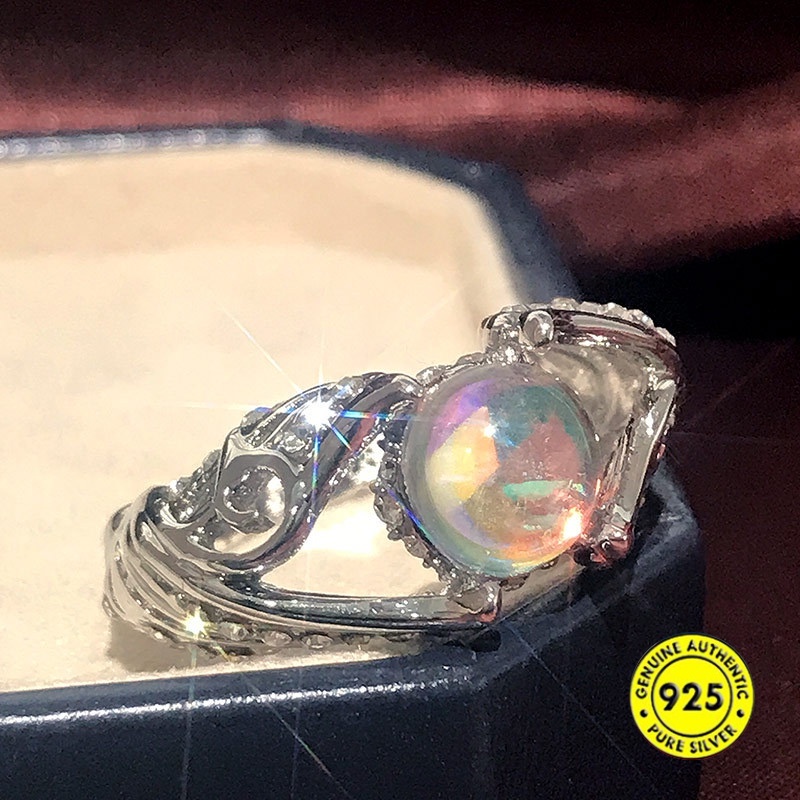 Nhẫn Đính Đá Kim Cương Nhân Tạo Màu Trắng Cho Nữ