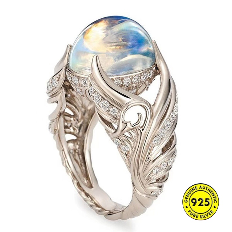 Nhẫn Đính Đá Kim Cương Nhân Tạo Màu Trắng Cho Nữ