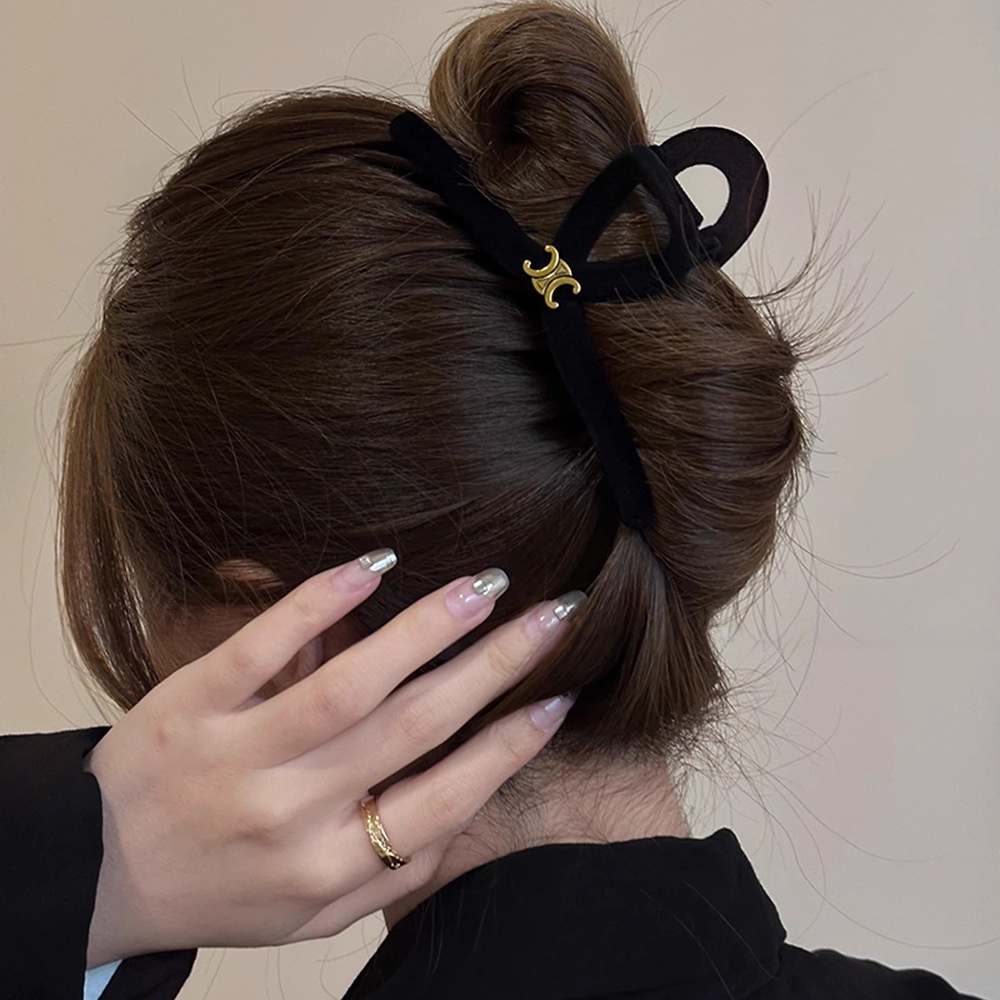 Đen Kẹp Tóc Hình Cá Mập Bằng Nhung Thời Trang Dành Cho Nữ
