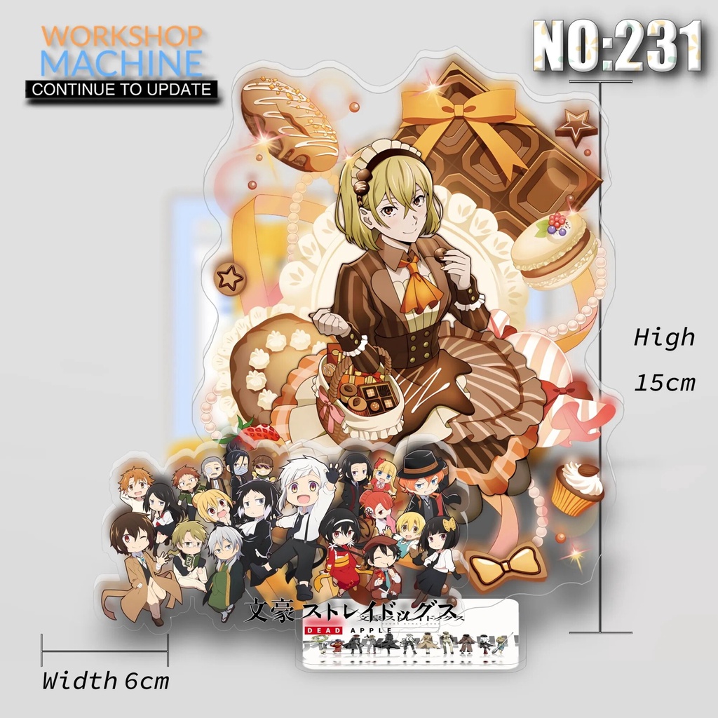 Mô hình Standee Bungo Stray Dogs 3P Anime Atsushi Nakajima Dazai Chuuya 1 Phụ kiện trang trí để bàn góc học tập