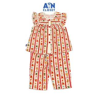 Bộ quần áo Dài tay ngắn bé gái họa tiết Gấu Đỏ cotton - AICDBGTBPI3L - AIN Closet