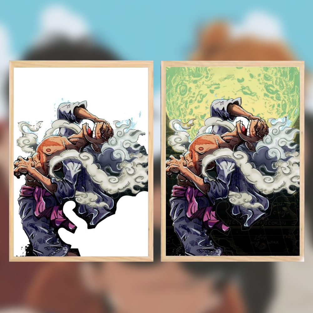 Tranh đèn led 3D ánh sáng đổi màu Luffy Gear 5 Ace Sabo One Piece Anime Manga Quote We have to live a lift of no regrets