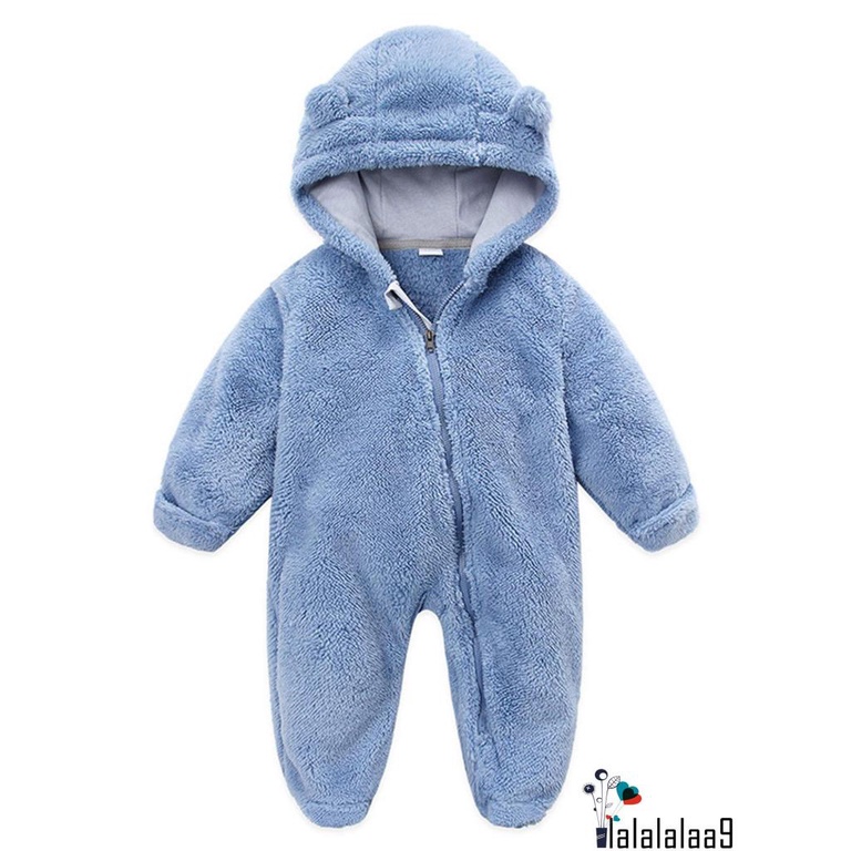 Áo Liền Quần Dài Tay Có Mũ Trùm Và Khóa Kéo Thời Trang Mùa Đông Cho Bé