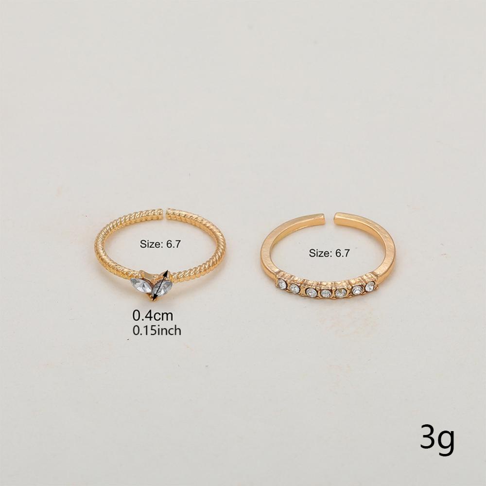 Bộ 2 Nhẫn Hợp Kim Mạ Vàng Đính Đá Hình Trái Tim Đơn Giản i1k3