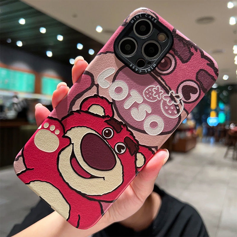 Dễ Thương Ốp Điện Thoại Họa Tiết Gấu Dâu Tây Hoạt Hình Cho iphone 14Promax iPhone14  iPhone13  iPhone12 iPhone11