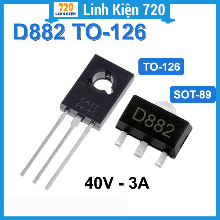 Combo 12 con D882, linh kiện điện tử transistor D882 TRANS NPN 3A 40V chân cắm TO-126 / chân dán SOT