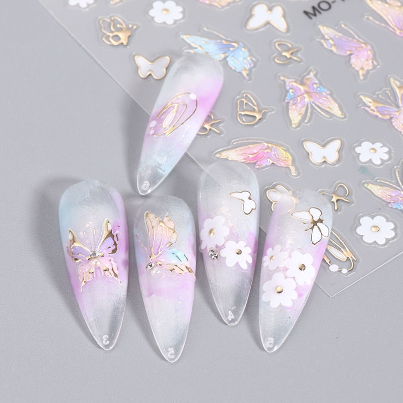 Miếng Dán Trang Trí Móng Tay Bằng Kim Loại Họa Tiết Trái Tim Sang Trọng