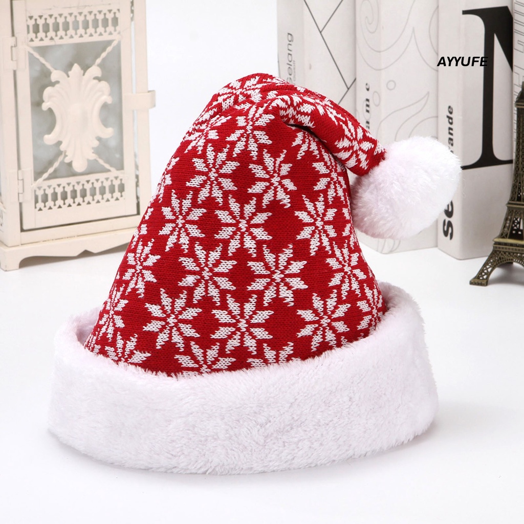 Ayyufe Mũ Len Dệt Kim Ngắn Mũi Nhọn Họa Tiết Hoạt Hình Ông Già Noel Dễ Thương