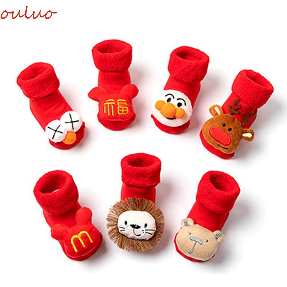 Vớ cotton Chống Trượt In Họa Tiết Giáng Sinh Thời Trang Thu Đông Cho Bé Gái Sơ Sinh