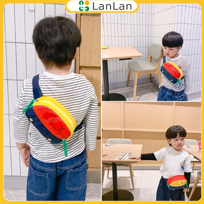 Lanlan Túi Đeo Chéo Ngực Đựng Tiền Xu Họa Tiết Xe Hơi Hoạt Hình Dễ Thương Cho Bé Trai