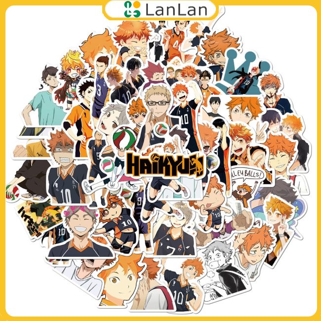 Bộ 50 Nhân Vật anime haikyuu!!! Miếng Dán Trang Trí laptop / Điện Thoại / Ván Trượt / ps4 Hình Quả Bóng Chuyền diy