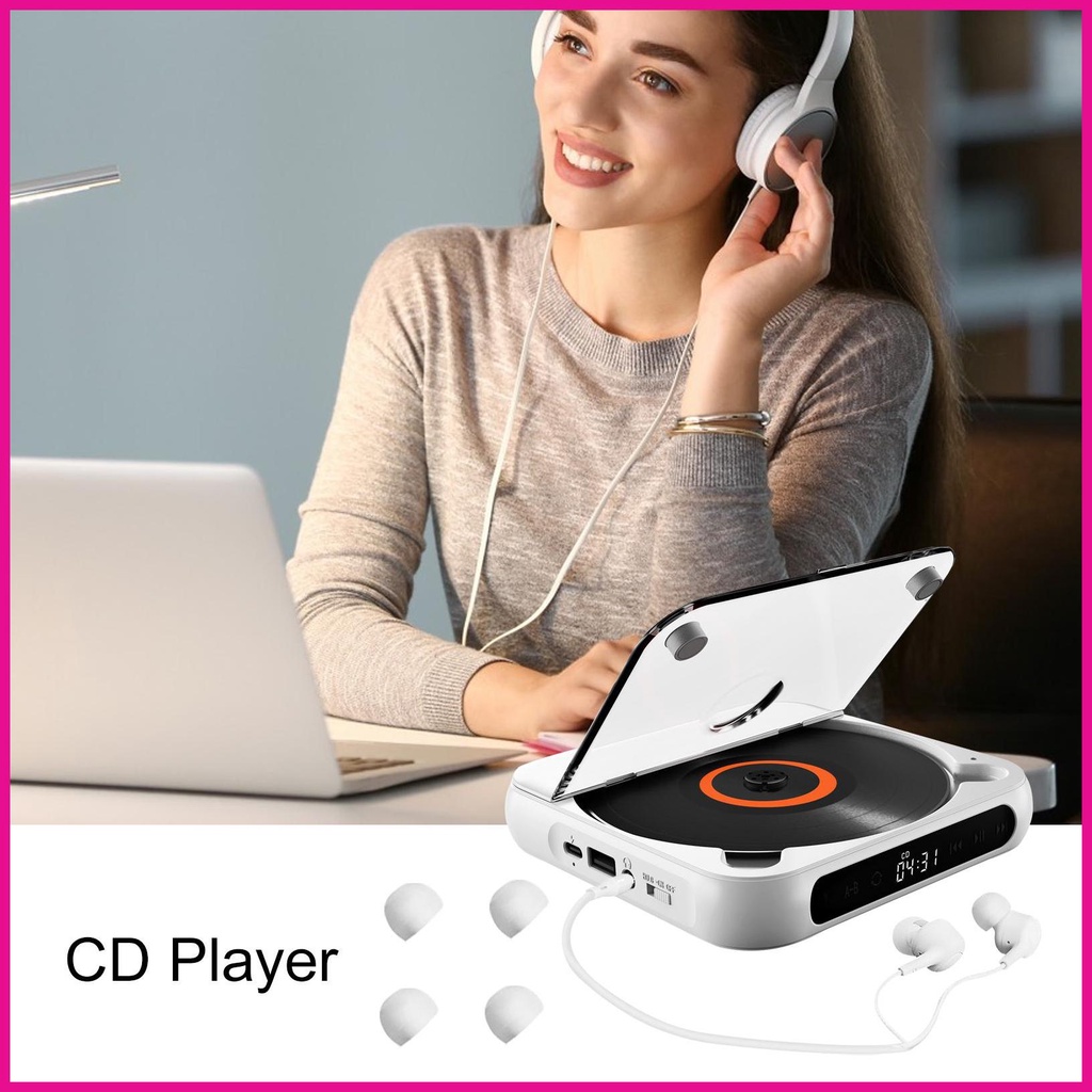 Máy Nghe Nhạc Đĩa Nhỏ Điều Khiển Cảm Ứng Kèm Tai Nghe Chống Sốc Sạc Lại Được Ftvn