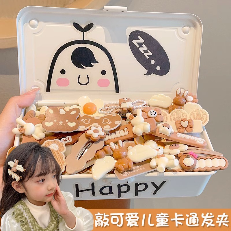 Kẹp Tóc Hình Gấu Hoạt Hình Màu Cà Phê Sữa Dễ Thương Cho Bé