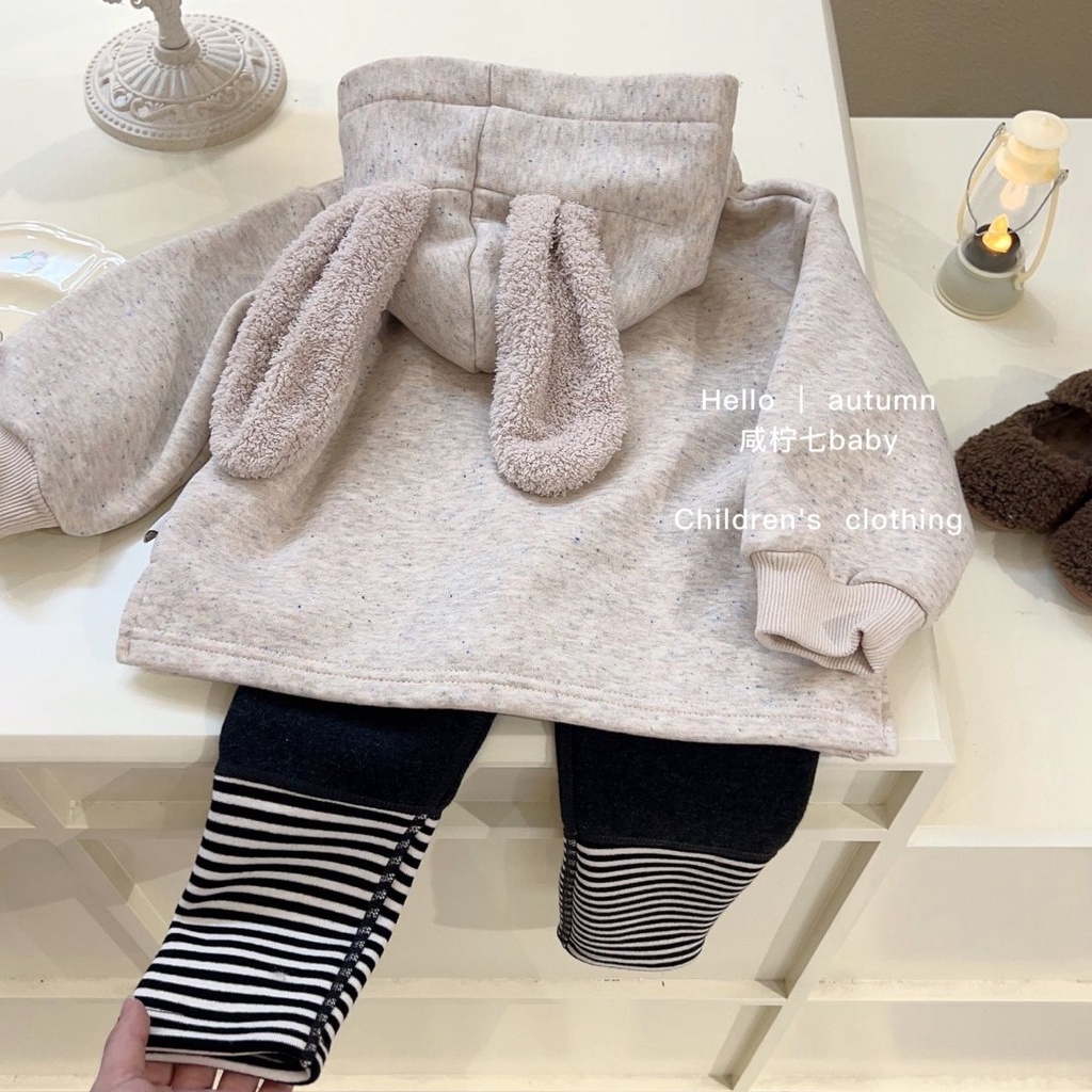 Set Áo hoodie Và Quần Legging Dài Bằng Vải Lông Cừu Thời Trang Thu Đông Mới 2023 Dành Cho Bé Gái