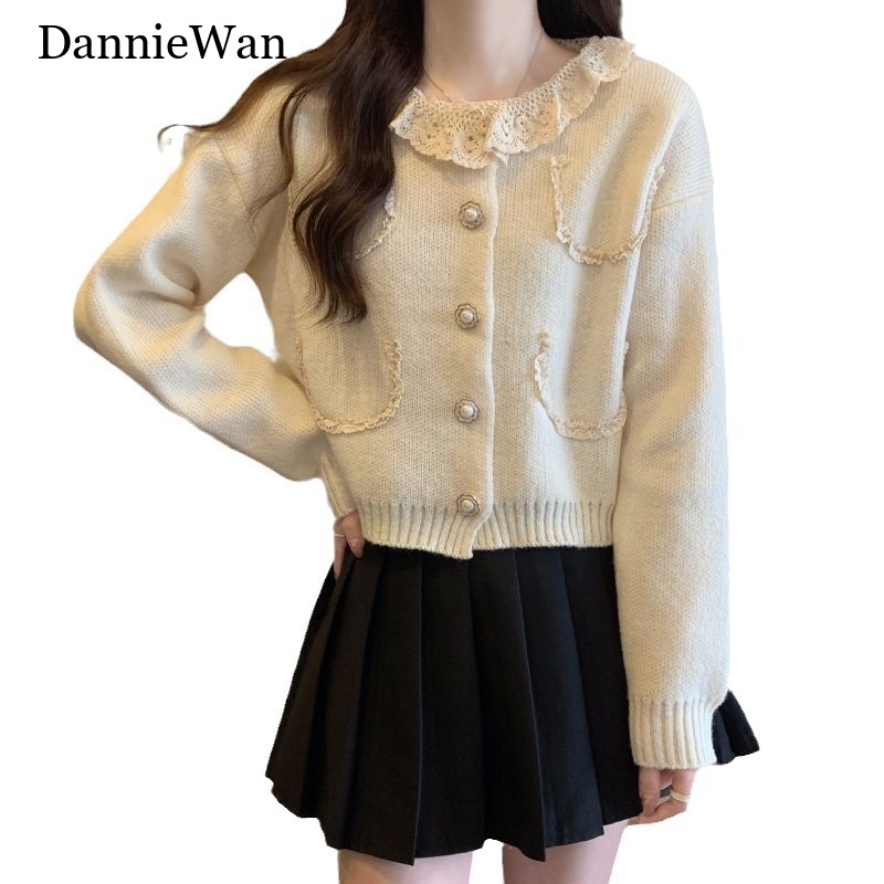 DannieWan Áo Len áo khoác cardigan Popular Cute Đơn giản Vintage WMY23A0AAN 41Z231013