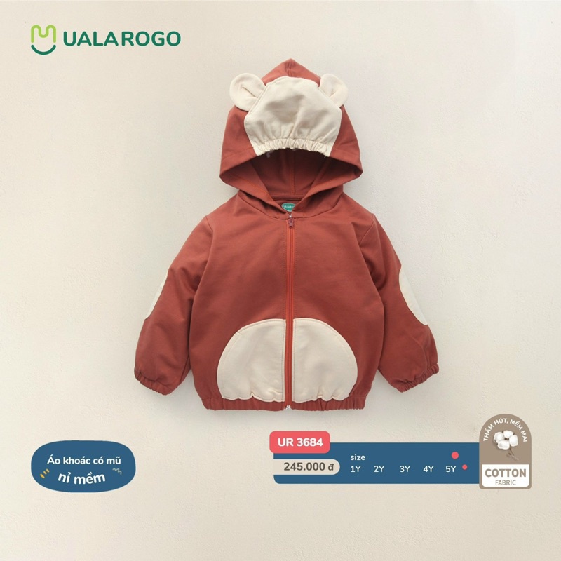 UALAROGO - Áo khoác nỉ có mũ mềm cho bé
