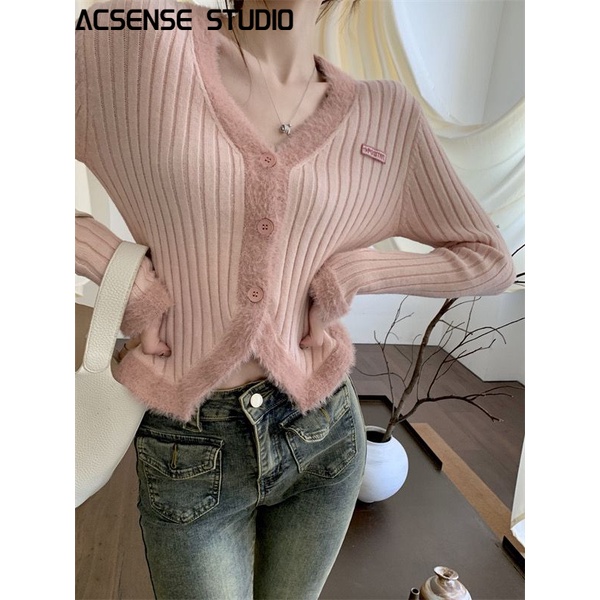 ACSENSE STUDIO Áo Len áo khoác cardigan phổ biến Dễ thương thời trang xu hướng WXF23A0AEK 42Z231016
