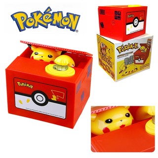 Pokemon pikachu coin piggy bank with music stealing money box action figure toys electronic money saving box kids gift