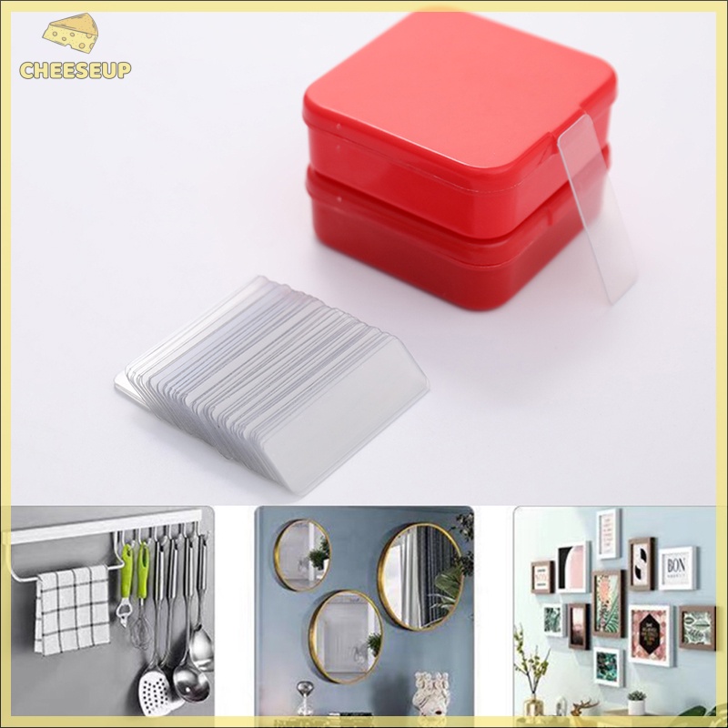 Phô Mai Pho Mát| Hộp 60 Băng Keo Hai Mặt Trong Suốt Siêu Dính Chống Thấm Nước Không Để Lại Dấu Mới