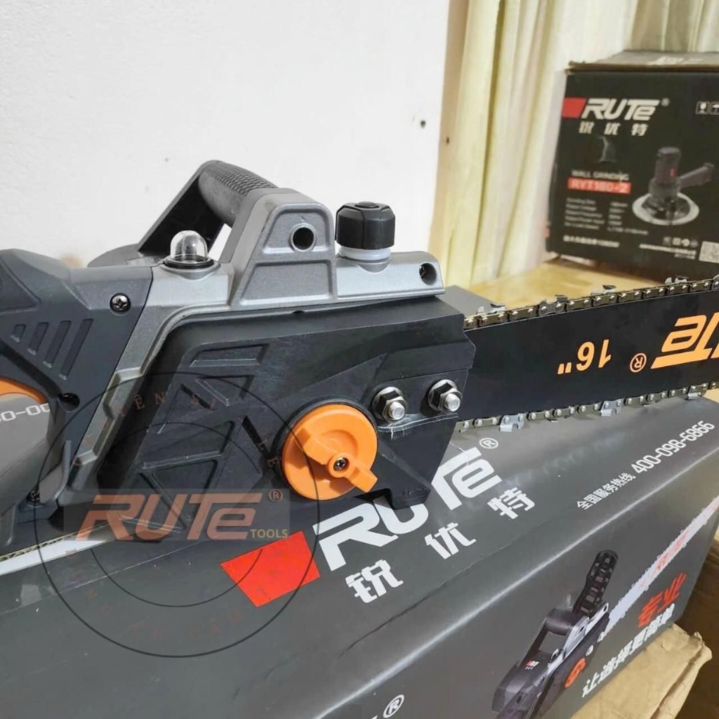 Máy cưa xích điện, cưa gỗ cầm tay 16 inch RUTE 72407 công suất 2200W có bình tra dầu tự động