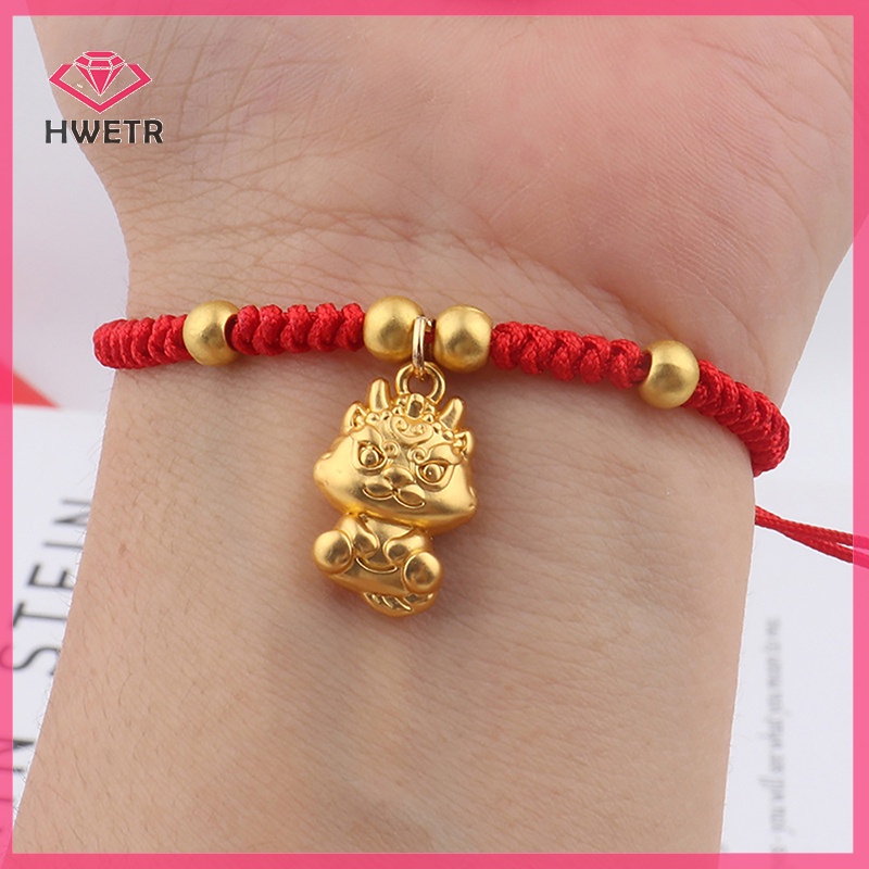 Vòng Tay Dây Đỏ May Mắn Khắc Hình Rồng Năm 2024 Mới