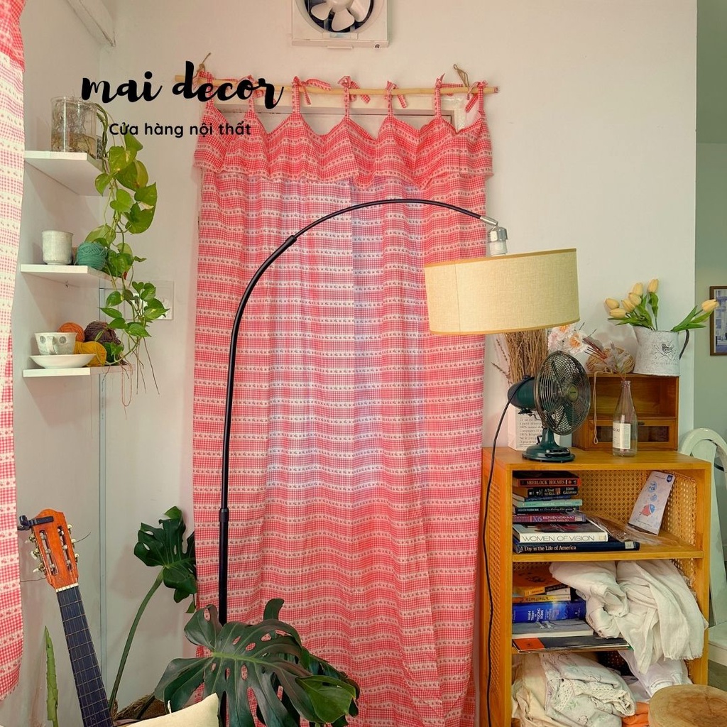 Rèm Sọc Caro Đủ Màu Họa Tiết Vintage Cửa Sổ, Rèm Cửa Ra Vào Phong Cách Đà Lạt Mộng Mơ, Nước Pháp Nên Thơ