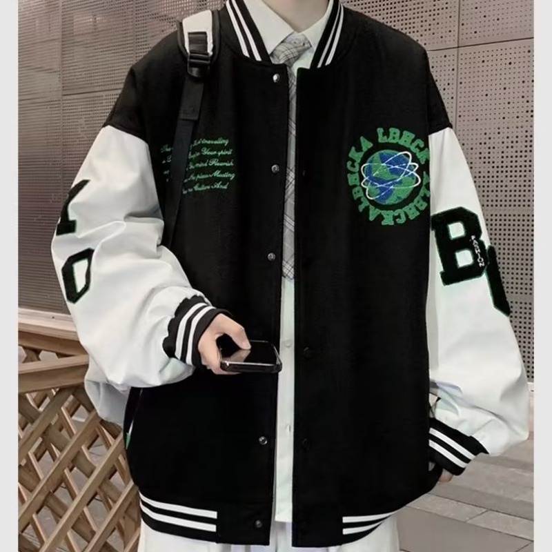 Áo Khoác Bóng Chày Dáng Rộng Thêu Họa Tiết Kiểu retro Mỹ Thời Trang Xuân Thu Cho Nam