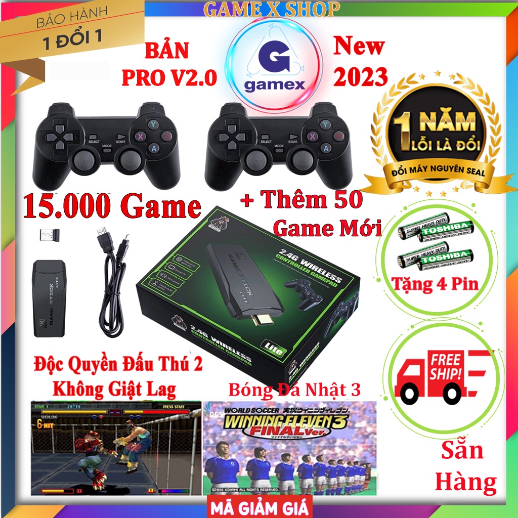 [SALE] Game Stick 4k V2 Pro 2023, 64GB-15.000 trò + 50 game mới không dây [TẶNG MÓC KHÓA]