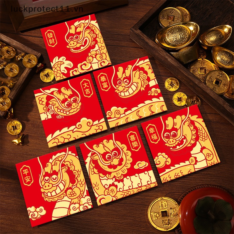 # Cny Trang Trí Mới # 6 Cái Bao Lì Xì Năm Mới 2024 Hình Rồng Đỏ Phong Cách Trung Quốc
